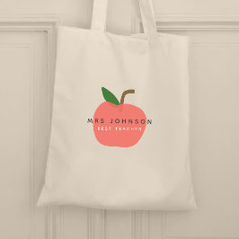 Bolsa Tote Melhor Professora | Apple Cute Fun Modern Name Sca