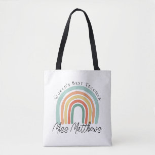Bolsa Tote Melhor Professora do Mundo Dotado Arco-Íris do Arc