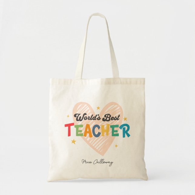 Bolsa Tote Melhor Professora do Mundo Personalizado (Frente)