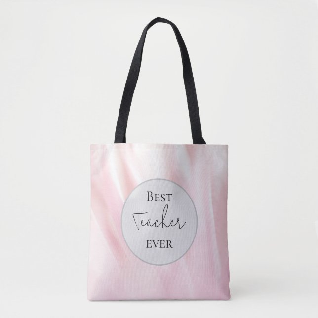 Bolsa Tote "Melhor Professora Nunca" Saco Rosa (Frente)