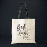 Bolsa Tote Melhor Tia Ever 2 | Casamento Personalizado do Est<br><div class="desc">Faça com que a tia da noiva se sinta muito apreciada com este saco de tote especial personalizado estilo canvas.

Ele apresenta as palavras "Best Tia Ever" em um texto elegante no estilo de script. Por baixo deste é um lugar para o nome dela.</div>