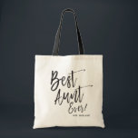 Bolsa Tote Melhor Tia Ever 2 | Casamento Personalizado do Est<br><div class="desc">Faça com que a tia da noiva se sinta muito apreciada com este saco de tote especial personalizado estilo canvas.

Ele apresenta as palavras "Best Tia Ever" em um texto elegante no estilo de script. Por baixo deste é um lugar para o nome dela.</div>