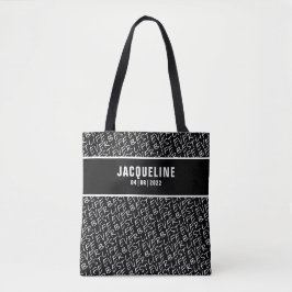 Bolsa Tote Melhor vida de preto com texto branco personalizad