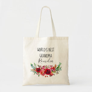 Bolsa Tote Melhor vovó aquarela Floral