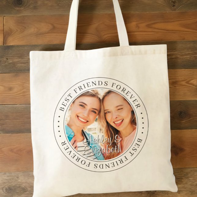 Bolsa Tote Melhores Amigos para a Foto Moderna Simples BFF (Criador carregado)