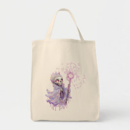 Bolsa Tote Melodias mágicas do esqueleto roxo giro.