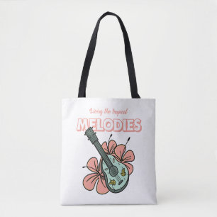 Bolsa Tote Melodias Tropicais Ukulele Arte Floral