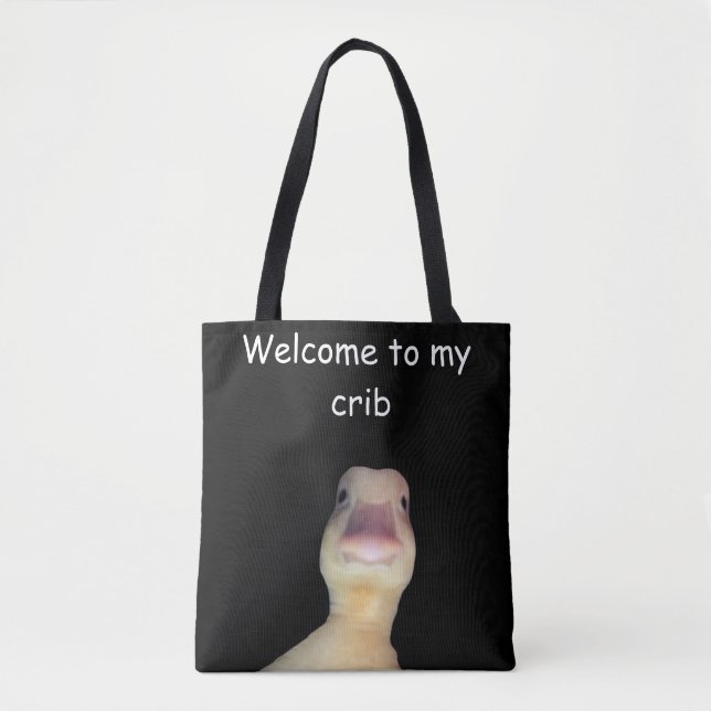 Bolsa Tote Meme de Pato Engraçado – “Bem-vindo ao Meu Quarto” (Frente)