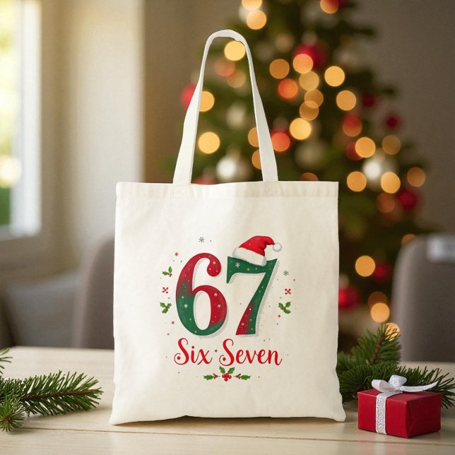 Bolsa Tote Meme Divertido de Natal Seis Sete 67 6 7 Feriado (Criador carregado)