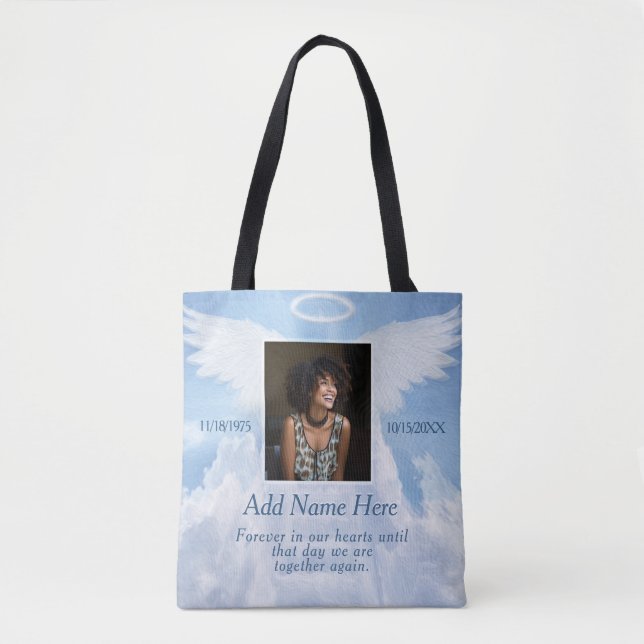 Bolsa Tote Memória de Asas de Anjo Foto Memorial (Frente)
