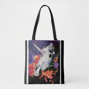 Bolsa Tote Memória Mapas Autumn Vibes Unicorn Skull Poster
