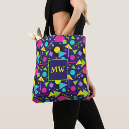 Bolsa Tote Memphis Blue Geométrico Forma 80s Monograma