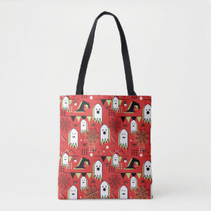 Bolsa Tote Memphis ghost: Padrão geométrico do Dia das Bruxas