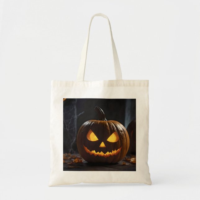 Bolsa Tote Menacing Halloween Pumpkin, (Frente)