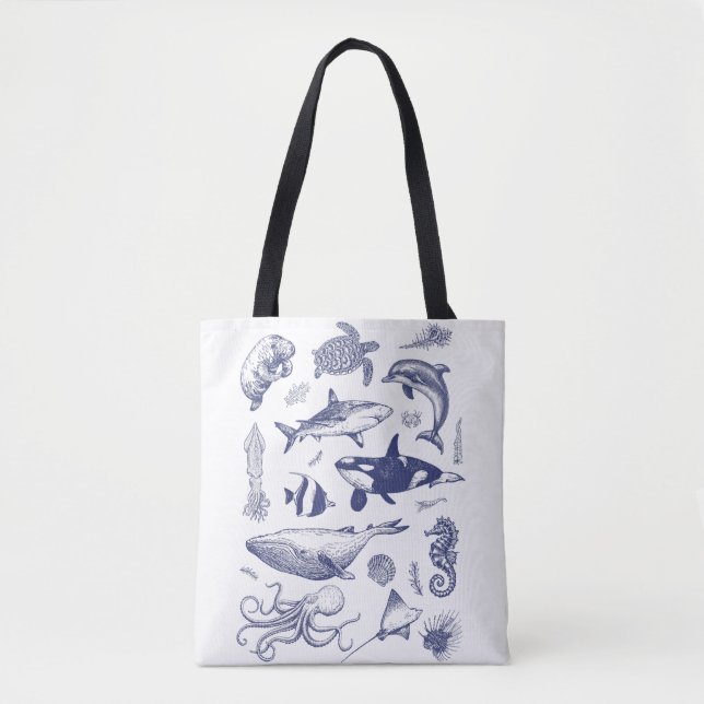 Bolsa Tote Menagerie azul profunda (Frente)
