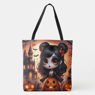 Bolsa Tote Menina Animada Fofa, Casa Assombrada