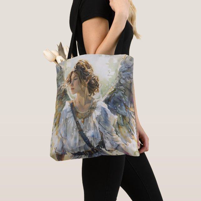 Bolsa Tote Menina Anjo Aquarela (Close Up)
