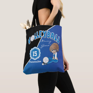 Bolsa Tote Menina azul da diva do voleibol