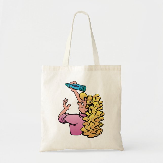Bolsa Tote Menina Brincalhona com Lápis de Cor (Frente)