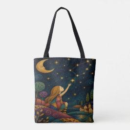 BOLSA TOTE MENINA CAPRICHOSA ALCANÇANDO AS ESTRELAS