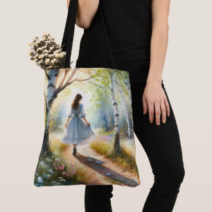 Bolsa Tote Menina Caprichosa Dançando Através da Floresta de