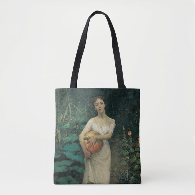 Bolsa Tote Menina Carregando Uma Abóbora (Frente)