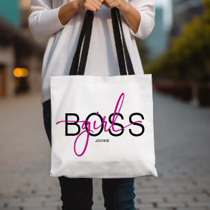 Bolsa Tote Menina Chefe Rosa Quente e Preto