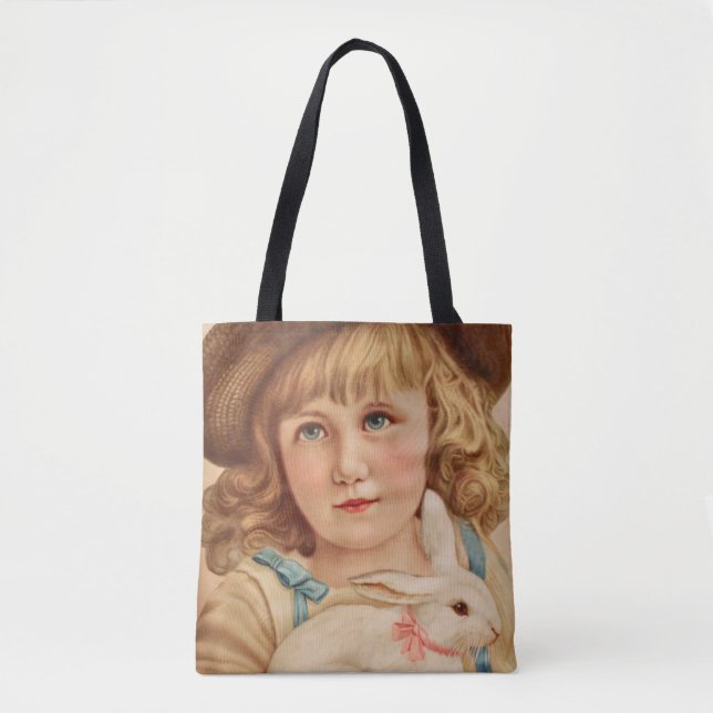 Bolsa Tote Menina com Coelho Branco (Frente)