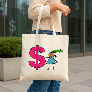 Bolsa Tote Menina Com Um Símbolo de Dólar