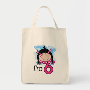 Bolsa Tote Menina de cabelo preta eu sou seis