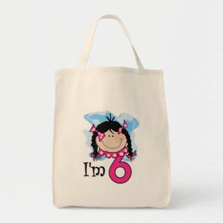 Bolsa Tote Menina de cabelo preta eu sou seis