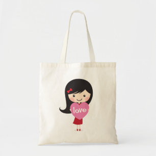 Bolsa Tote Menina de coração amoroso