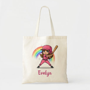 Bolsa Tote Menina de desenho animado fofo jogadora de beisebo