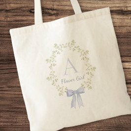Bolsa Tote Menina de Flor de Arco de Corte Inicial Personaliz