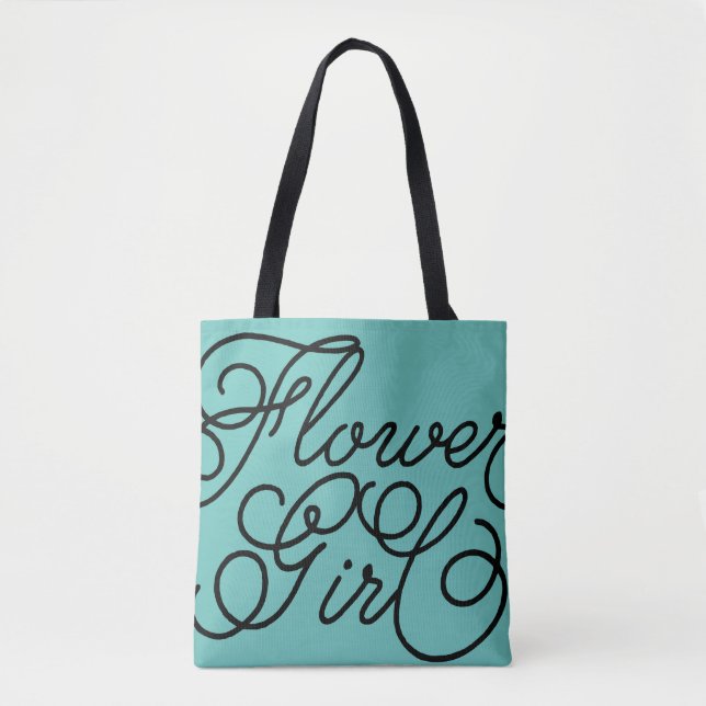 Bolsa Tote Menina de Flores de Cor Personalizada (Frente)
