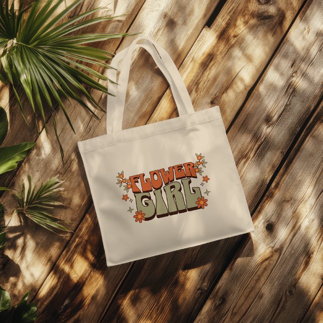 Bolsa Tote Menina de Flores – Floral Retro Boho  (Criador carregado)