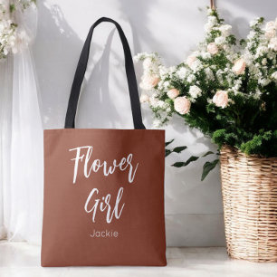 Bolsa Tote Menina de Flores Terracota Marrom Casamento