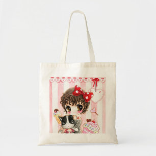 Bolsa Tote Menina de Kawaii com gato