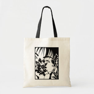 Bolsa Tote Menina de Mangá de beleza asiática, rosto, olhos, 