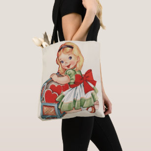 Bolsa Tote Menina do Coração - Crianças Retron Cute
