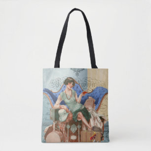 Bolsa Tote Menina do Flapper do vintage em Paris