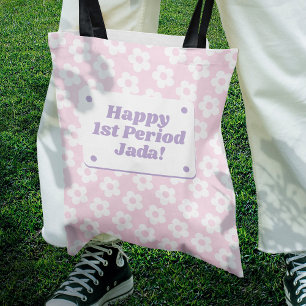 Bolsa Tote Menina do Primeiro Período Pastel Pink Padrão de F
