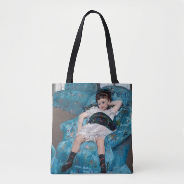 Bolsa Tote Menina em uma cadeira azul, Cassatt (Frente)