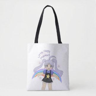 Bolsa Tote Menina Feliz Ilustração Desenhada à Mão – Pouco Fe