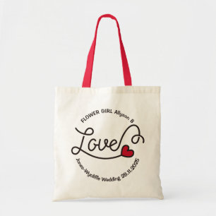 Bolsa Tote Menina Flor Nome Casando Amor Coração Vermelho T