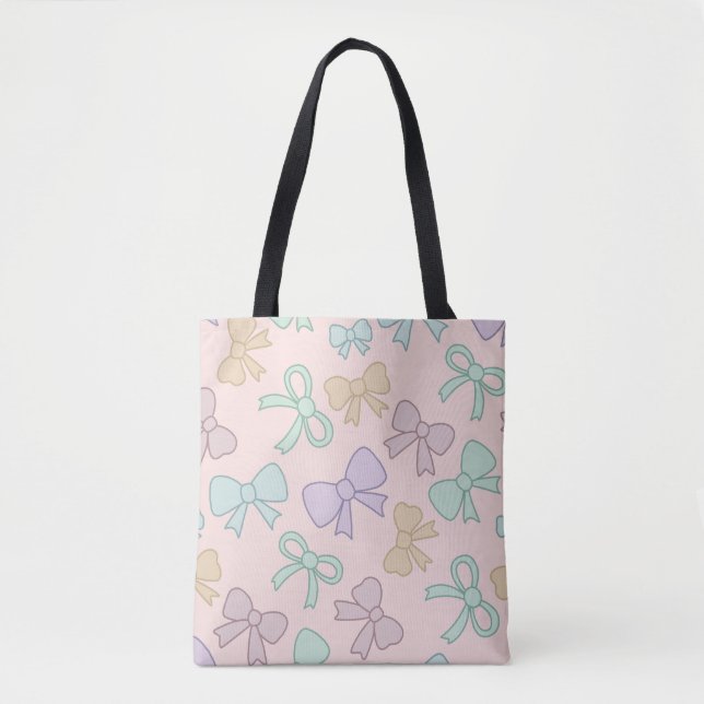Bolsa Tote Menina Laço Fofo Rosa Pastel (Frente)