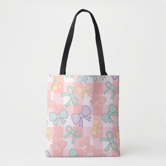 Bolsa Tote Menina Laço Fofo Rosa Pastel (Frente)