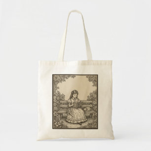 Bolsa Tote Menina Lendo um Livro Literatura Elegante Bibliote