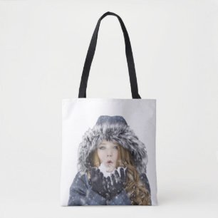 Bolsa Tote Menina linda no inverno