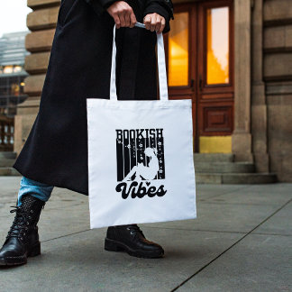 Bolsa Tote Menina Mínima Bonita lendo uma silhueta de livros